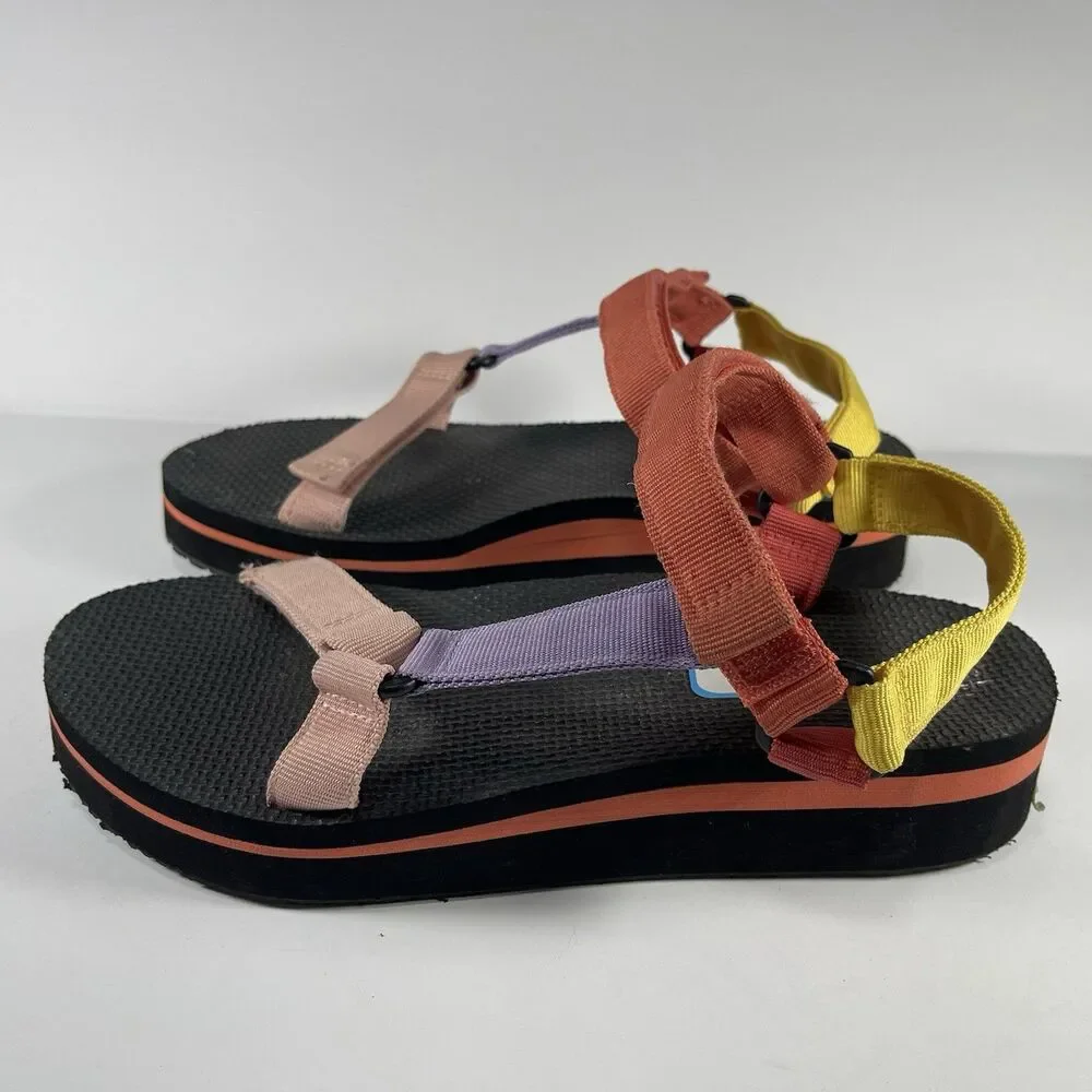 Time and Tru Women’s Platform Sport Sandals - Multicolor Strappy - Size 12 Wide